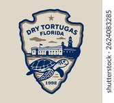 Emblem patch logo illustration of Dry Tortugas National Park, Florida, USA.