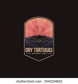 Emblem patch logo illustration of Dry Tortugas National Park on dark background