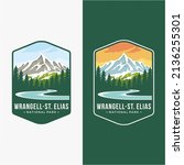 Emblem patch logo illustration of Wrangell–St. Elias National Park and Preserve on dark background