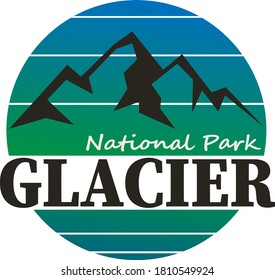 Emblem patch logo illustration of Glacier National Park Emblem patch logo illustration on dark background