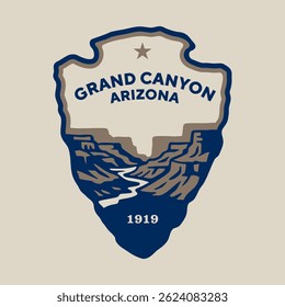 Emblem patch logo illustration of Grand Canyon National Park, Arizona, USA.