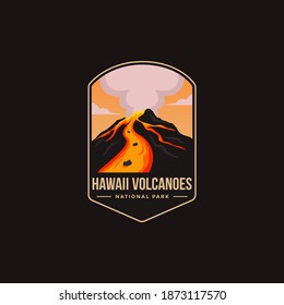 Emblem patch logo illustration of  Hawaii Volcanoes National park on dark background