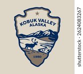 Emblem patch logo illustration of Kobuk Valley National Park, Alaska, USA.