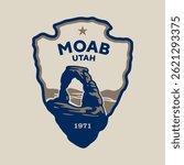 Emblem patch logo illustration of Moab National Park, Utah, USA.