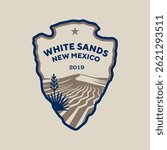 Emblem patch logo illustration of White Sands National Park, New Mexico, USA.