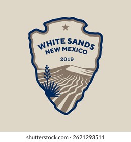 Emblem patch logo illustration of White Sands National Park, New Mexico, USA.