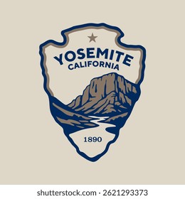 Ilustração do logotipo do emblema do Parque Nacional de Yosemite, Califórnia, EUA.