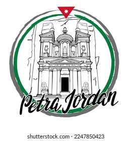 Emblem Petra Jordan, Historical and cultural monument, Emblem Jordan, lettering, travel invitation