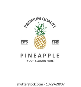 emblem of pineapple tropical fruit isolated on white background
