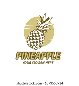 emblem of pineapple tropical fruit isolated on white background
