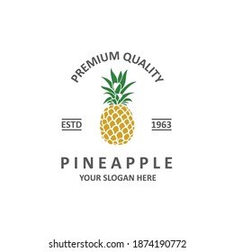 emblem of pineapple tropical fruit isolated on white background