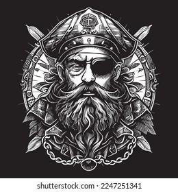 Emblem with a pirate captain's head