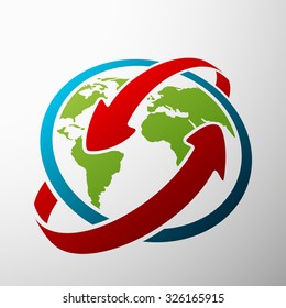 Emblem of the planet earth. Stock vector illustration.