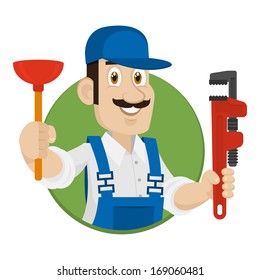 Emblem plumber in circle