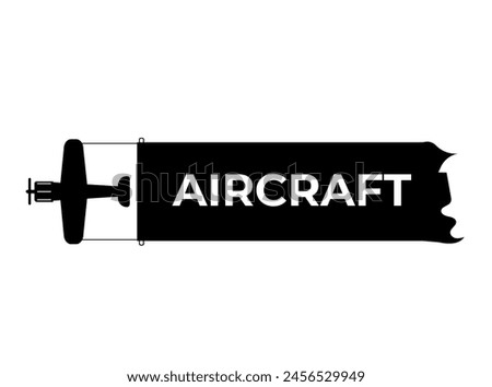 The emblem of a propeller-driven old world war airplane carrying a banner with the words airplane. Plane sign