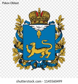 Emblem of Pskov Oblast, province of Russia