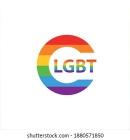 Emblem in rainbow color LGBT symbol of love. Vector illustration.