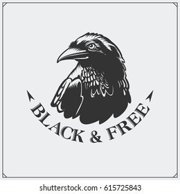 The emblem with raven for a sport team.