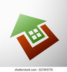 Emblem real estate. Flat design. Stock vector illustration.
