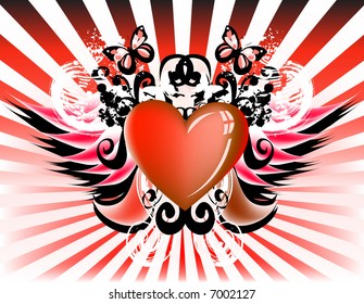 emblem with red heart