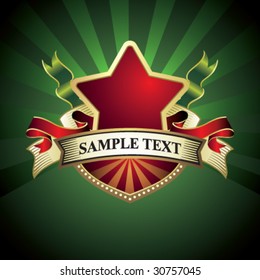 emblema con estrella roja sobre fondo verde
