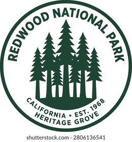 Emblem of Redwood National Park Featuring Tall Trees and Heritage Grove Significance