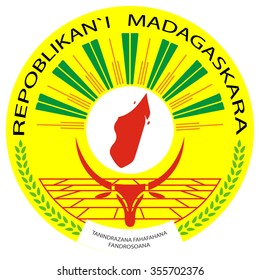 Emblem of the Republic of Madagascar on  a white background
