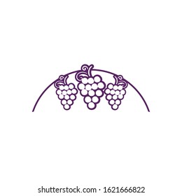 emblem retro grape bunch vine with leaves isolated vector illustration on a white background.