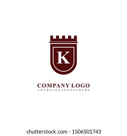 emblem retro shield vintage crest K logo letter simple dsign concept.