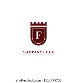 emblem retro shield vintage crest F logo letter simple dsign concept.