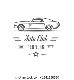 Emblem in retro style. Vintage car for company logos, shops, clubs and clothing prints.
