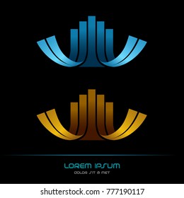 Emblem ribbon company, Hi tech looped infinity logotype, Vector illustration
