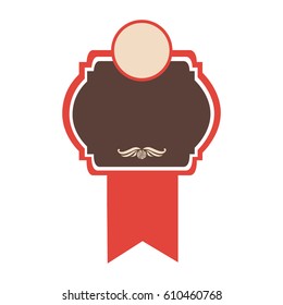 emblem with ribbon and round sign, vector illustration design