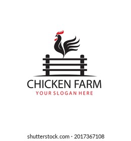 emblem of rooster on fence isolated on white background