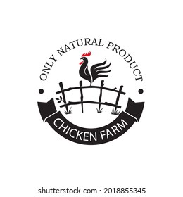 emblem of rooster on fence isolated on white background