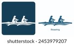 Emblem Rowing Women Double sculls. Athletes in rowing boats, also called shells. One of the summer sports games logo set. Vector illustration.