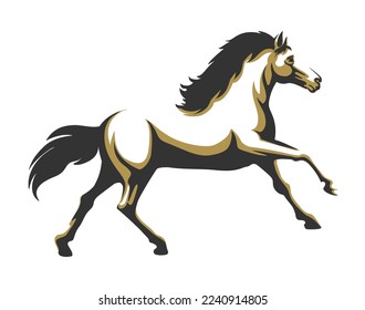 Emblem of Running Horse isolated on white background. Vector illustration.