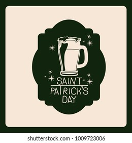 emblem saint patricks day with beer mug in green color silhouette