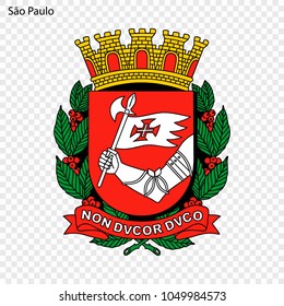 Emblem of Sao Paolo. City of Brazil. Vector illustration