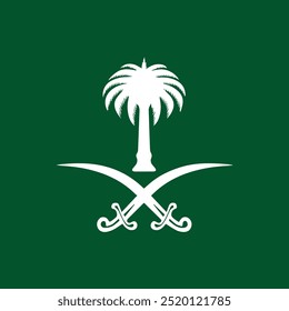 Emblema da Arábia Saudita, Logo do Reino da Arábia Saudita, Árvore de Data da Palma e Espadas