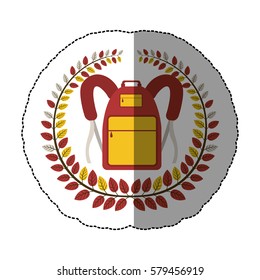 emblem school bag icon design, vector illustration image