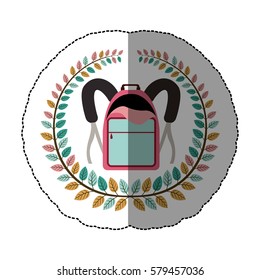 emblem school bag icon design, vector illustration image