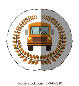 emblem school bus icon design, vector illustration image