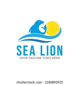 Emblem Of Sea Seal Silhouette With Water Splash