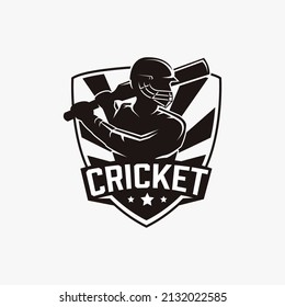 Emblem Seal badge Cricket Team logo, cricket club logo, cricket man illustration vector template on white background