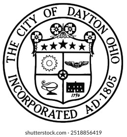 O emblema é o selo da cidade dos EUA - Dayton