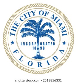 O emblema é o selo da cidade dos EUA - Miami