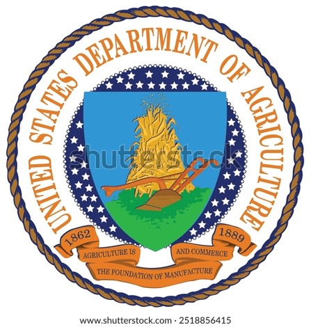 The emblem is the seal of the United states department of agriculture