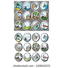 Emblem set. Recreational activities