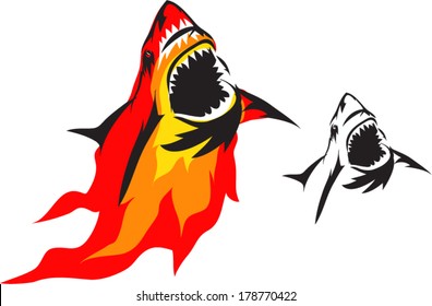 emblem sharks and Fire